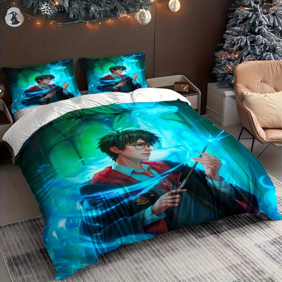 Magical Academy: A Fantasy Adventure with the Guardian Spirit Charm Innovative Cartoon Design for Single/Double Bed 1 Duvet Cover + 1/2 Pillowcases Soft Light B