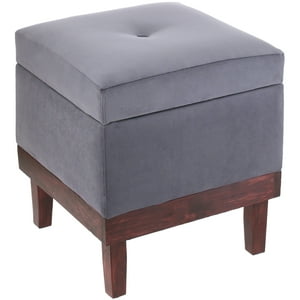 Máxima Design - Pouf Baúl Emilia Gris Felpa 45X45X46 Cm