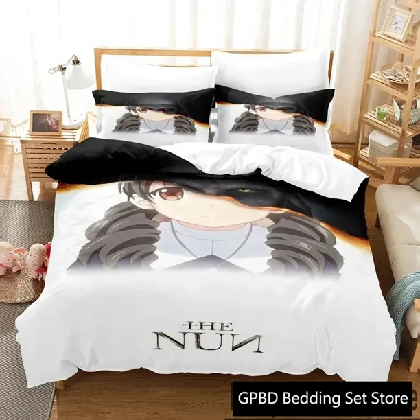 Anime The Nun Bedding Set Duvet Cover Bed Set Quilt Cover Pillowcase Comforter Boys Adult Bedding Set