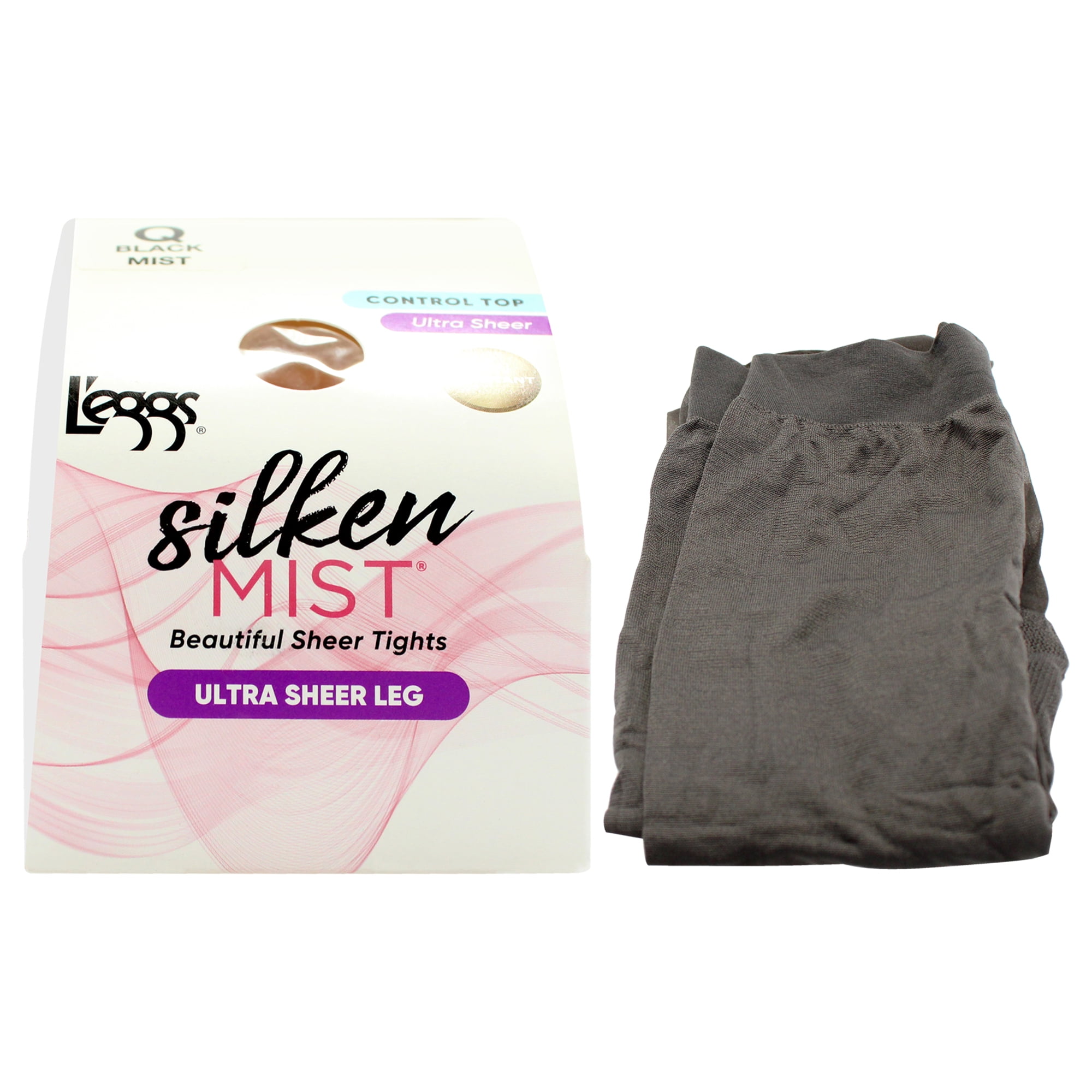 Medias Transparentes De Seda Silken Mist, Ultra Transparentes, Lsm200 Black Mist De Leggs Para, 1 Par (q)