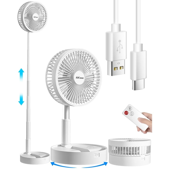 Ventilador de pie AiCase telescópico portátil plegable con batería de 7200 mAh