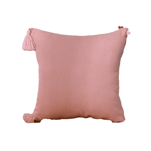 Genérico - Pack De 2 Fundas Para Cojín De Lino Con Pompones 45X45 Cm Rosa