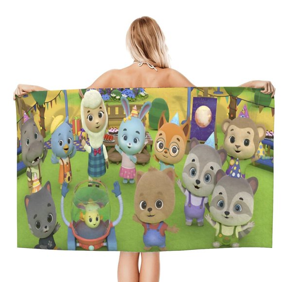 Bimi Boo y Amigos Toalla de playa de secado rápido con diseño temático, regalo para mujeres y niñas, ideal para cumpleaños, fans, amantes de la música, uso en la playa o al aire libre, 78 × 180 cm