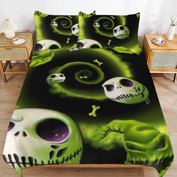Nightmare Before Christmas Bedding Set Duvet Cover Comfortable and Lightweight Cartoon Bedding 3 Piece Bed Set
