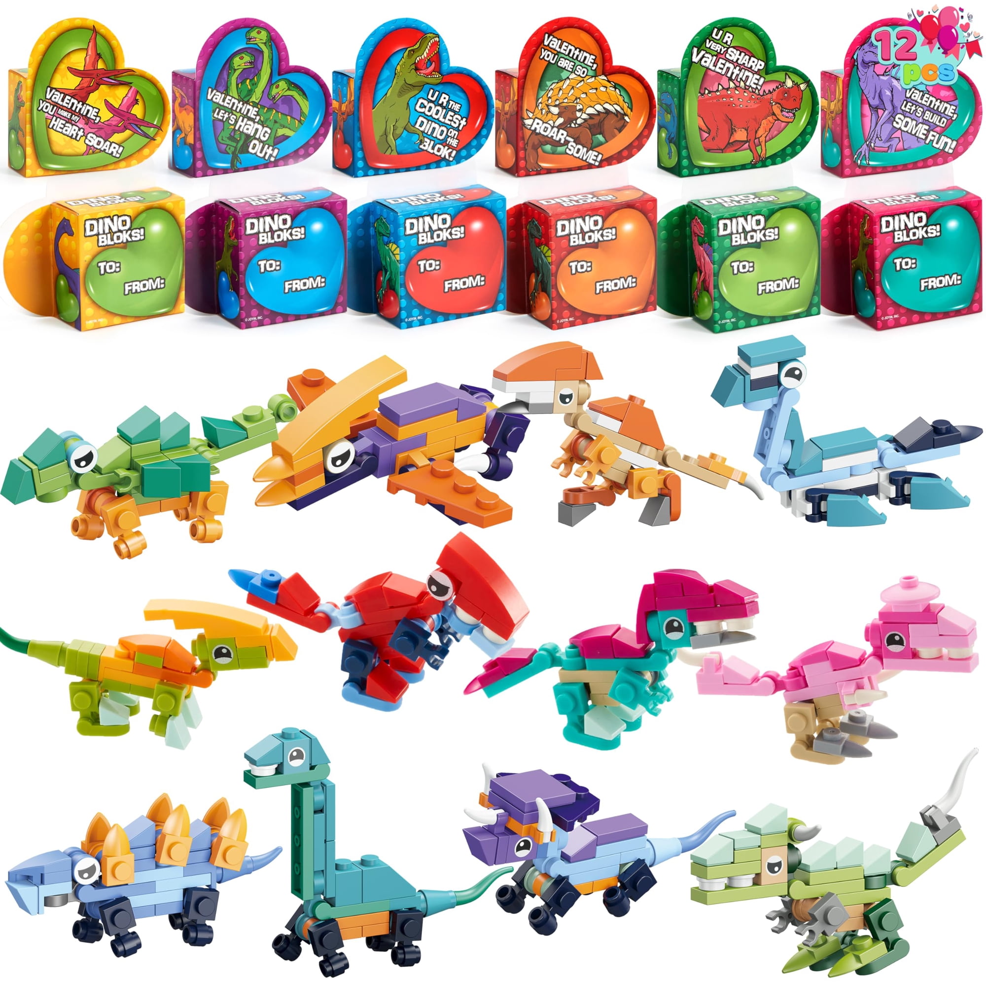 Bloques De Construcción Joyin Con Forma De Dinosaurio De San Valentín Con Forma De Corazón, 12 Cajas