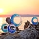 thumbnail image 2 of Escultura de ola oceánica, adornos de olas azules, arte oceánico para decoración de escritorio, 2 of 8