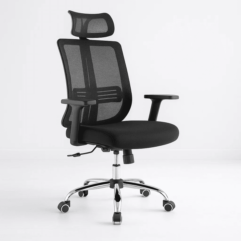 Klik Muebles - Silla De Oficina Mesh Negra Ejecutiva Con Apoyabrazos Y Cabeza