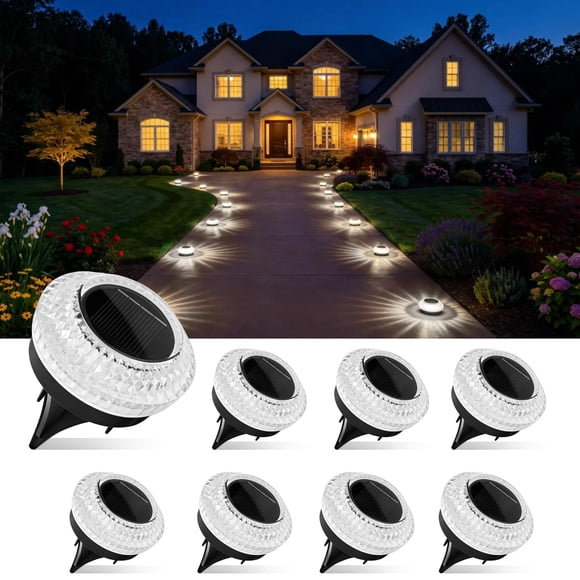 Luces solares de piso Gahomlumy, paquete de 8, impermeables IP67