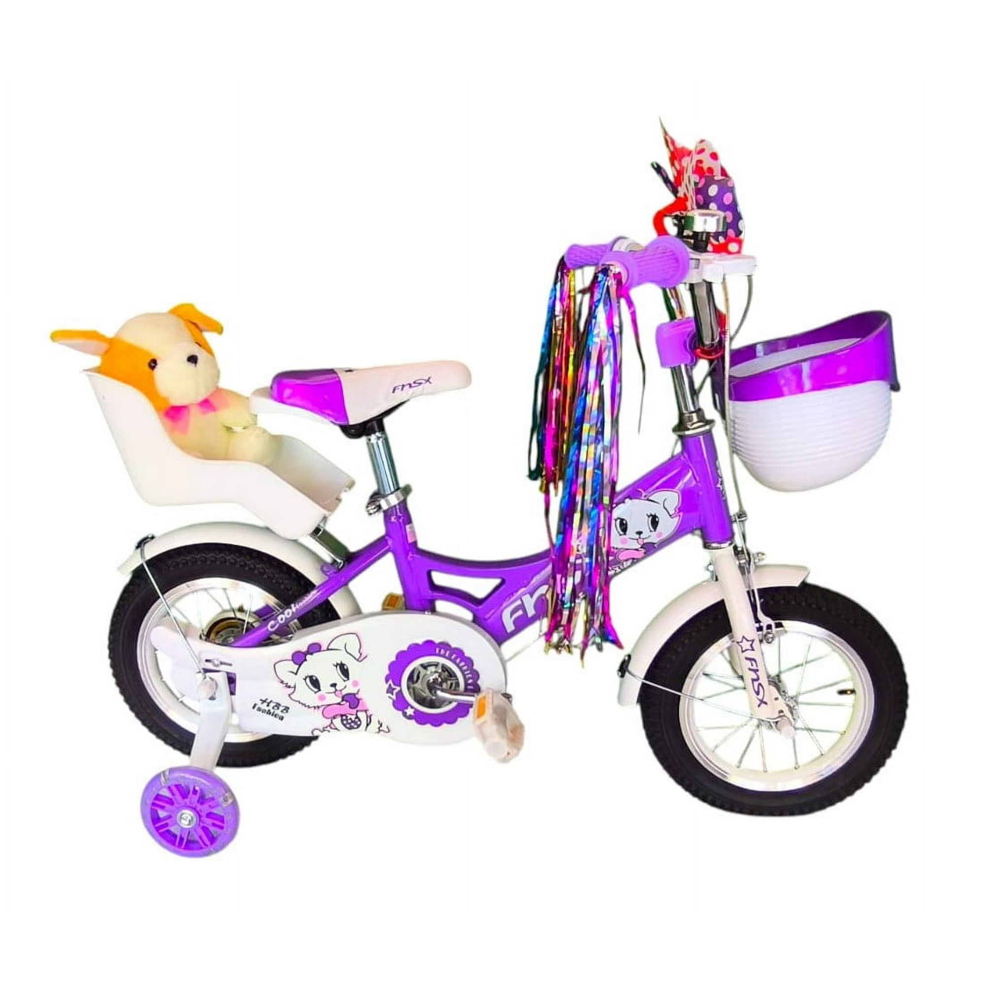 Vipnetwork - Bicicleta Aro 12 Infantil Con Peluchero Lila Fnsx