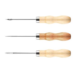 Magideal - 3 Agujas De Punzón De Costura Con Mango De Madera Para Hacer Velas, Lienzo