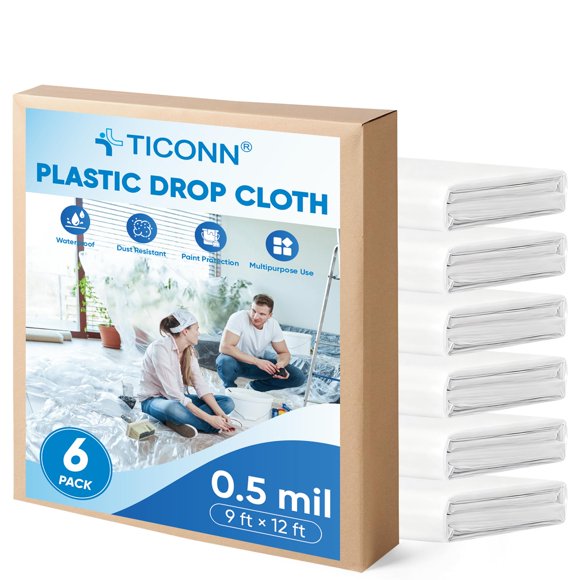 Lona TICONN 3,6 m x 2,7 m – Pack de 6 – 0,5 mil – Impermeable