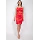 thumbnail image 1 of Saronite Vestido Mini de Fiesta Ajustado de Punto Elástico con Tirantes Ajustables y Fruncido, con Cuello Halter, Rojo (para Mujer), 1 of 1