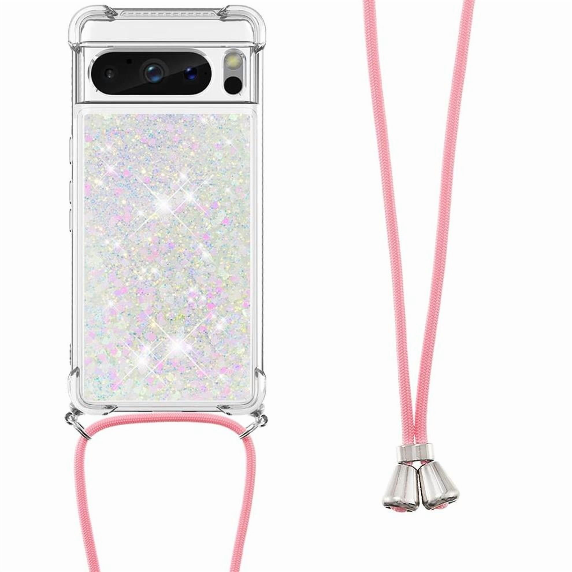 Funda Foxdock Para Google Pixel 8 Pro Con Cuerda Ajustable, Brillo Líquido, Protección Antigolpes Y Lente – Ideal Para Regalo