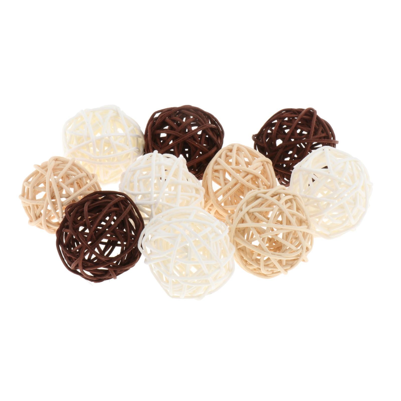 Bothyi - 10 Bolas Decorativas De Ratán Para Jarrón, Rellenos Para Decoración Del Hogar, Fiesta, Árbol De Navidad, 3cm