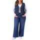 thumbnail image 2 of Chaleco de mezclilla recortado para mujer de talla grande Agnes Orinda con botones, cuello en V, sin mangas, casual, chaquetas de chaleco de mezclilla 1X azul oscuro, 2 of 6