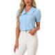 thumbnail image 4 of INSPIRE CHIC Blusa de Mujer para Regreso a Clases Cuello Peter Pan Manga Corta Abullonada Camisa Retro XL Azul, 4 of 6