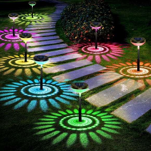 Luces solares Nupostai Bright para caminos, paquete de 8, que cambian de color