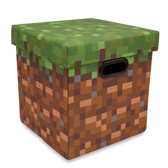 Baúl de almacenamiento Minecraft Grassy Block de 33 cm con tapa