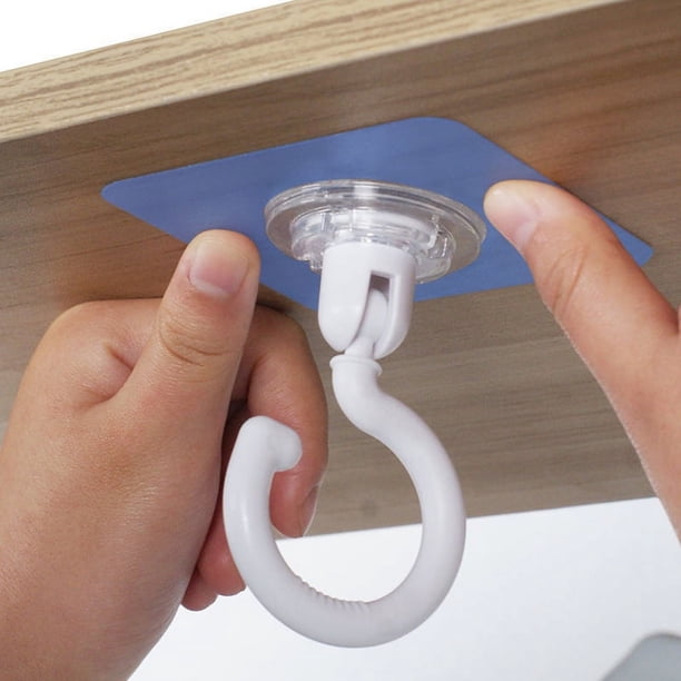 2pcs Adhesive Ceiling Hook And Wall Hooks, No Drilling Swivel Ceiling Turn 360° Mounted Hooks For Hanging Small Plants Towel Coat Bag Bathroom Bedroom Kitchen Door