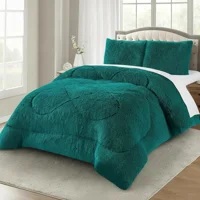 Casadeliacl - Plumon De Invierno Peludos Con Chiporro 2 Plazas Turquesa Oscuro Peludo