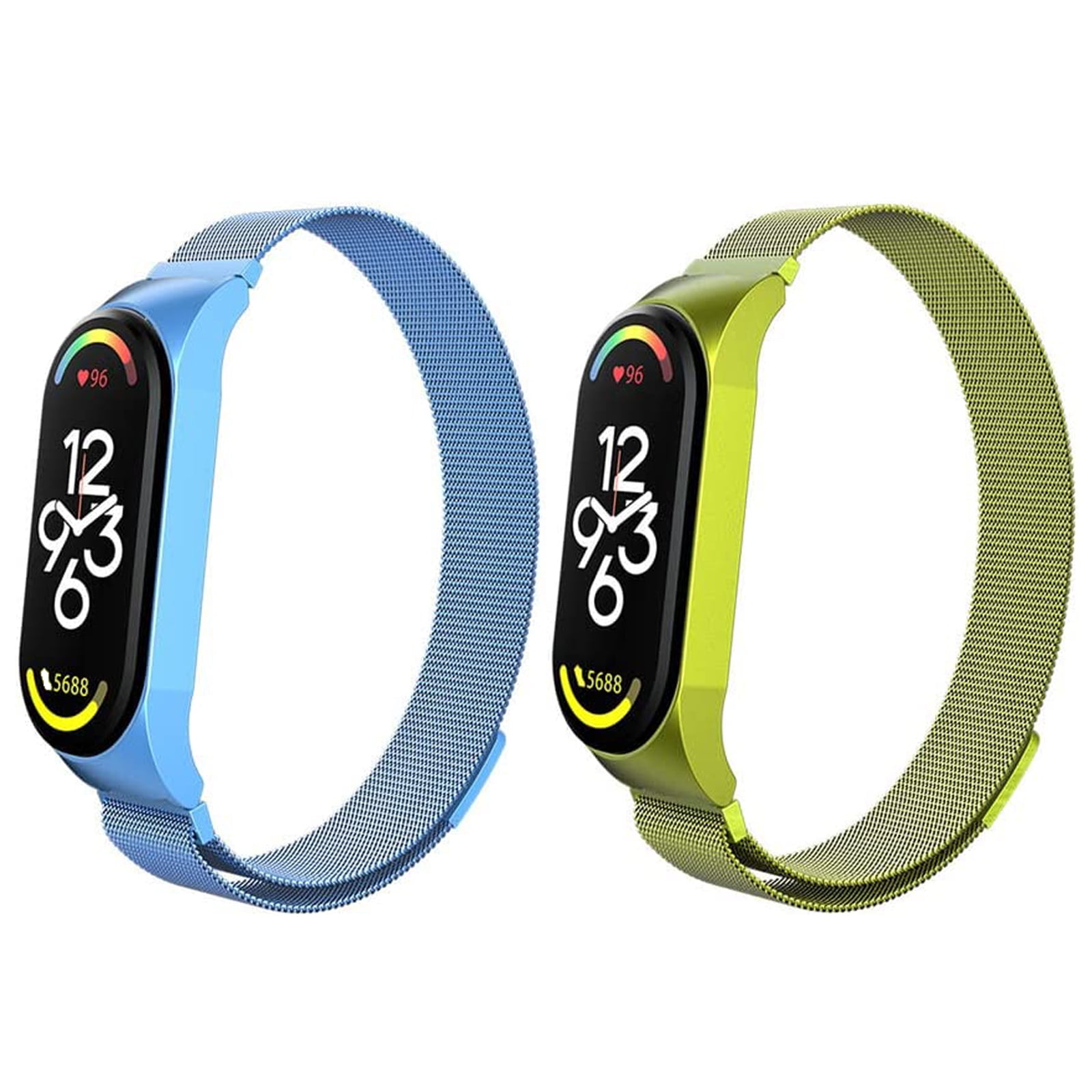 Genérico - Juego De 2 Correas Magnéticas De Metal Para Mi Band 7 6 5 4 3, Pulseras De Reloj Inteligente De Acero Inoxidable Ajustables