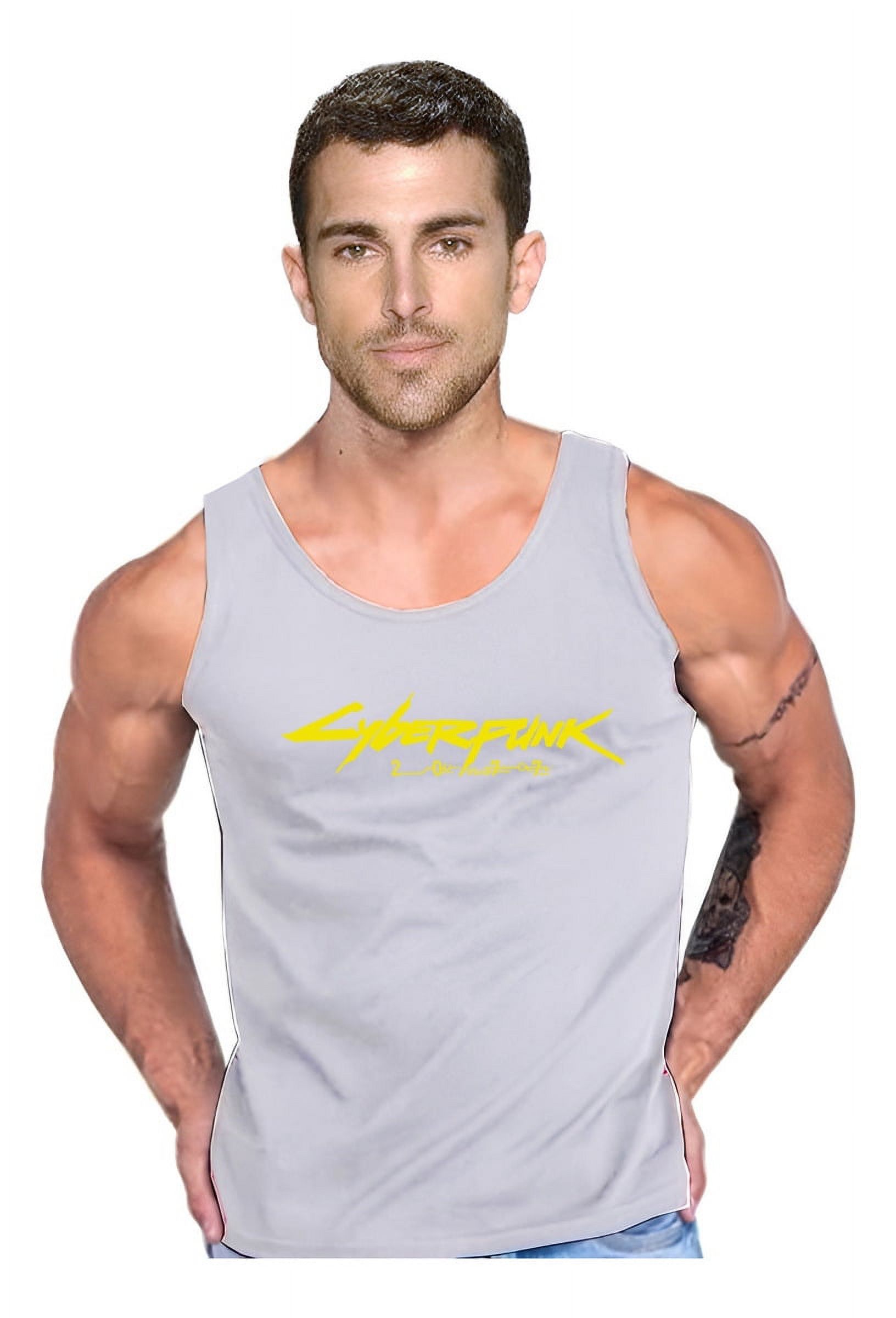Persodesign - Polera Tank Cyberpunk 2077 Gamer Futurista Ps4 Cdprojektred Talla M Gris Hombre