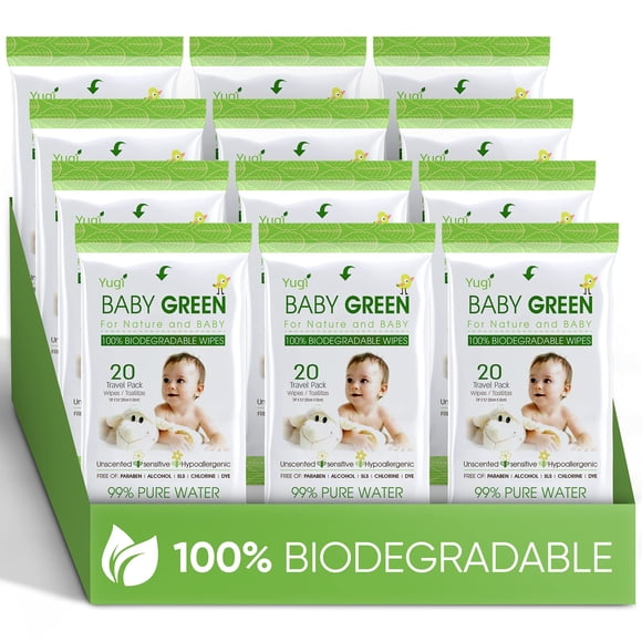 Toallitas Húmedas Yugi Baby Green Verde Sin Perfume 240 Biodegradables