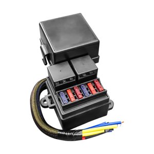 Magideal - Caja De Fusibles Y Relés, 6 Portafusibles Atc 12V 80A Relés Attachmentv 6 Ranuras De Fusibles 4 Pines 2 Ranuras Bloque De Relés Para Barco Remolque De