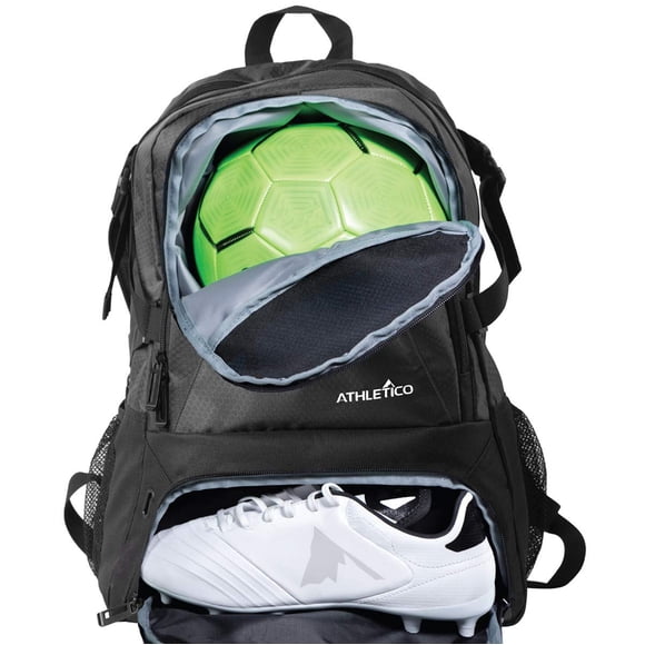 Mochila Deportiva Athletico Negra con Compartimento para Balón y Botas