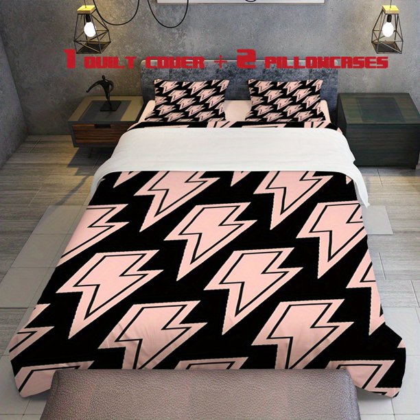 3pcs Lightning Print Themed Bedding Set Soft Duvet Cover and Two Pillowcases