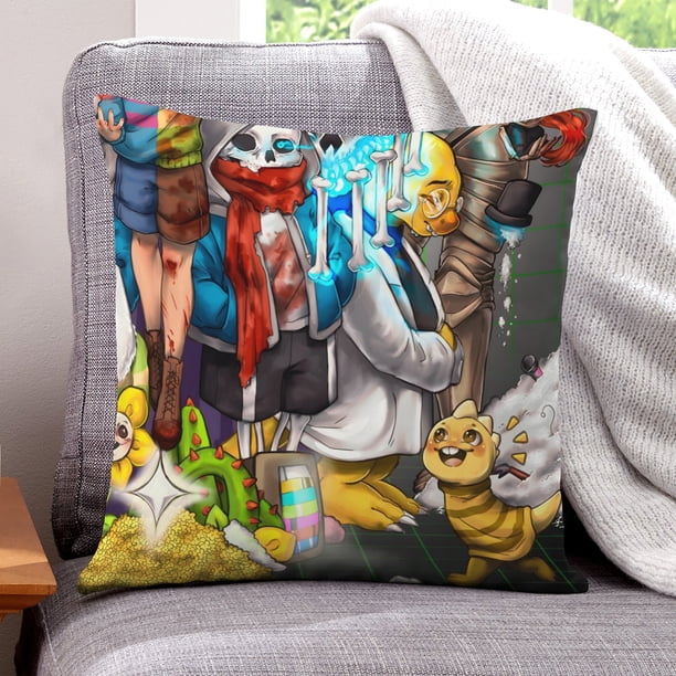 Undertale Fundas de almohada de terciopelo con tema, regalos de funda de almohada, decoración para el hogar, cojín de lanzar, regalo de cumpleaños para fans y parejas.61*61cm.