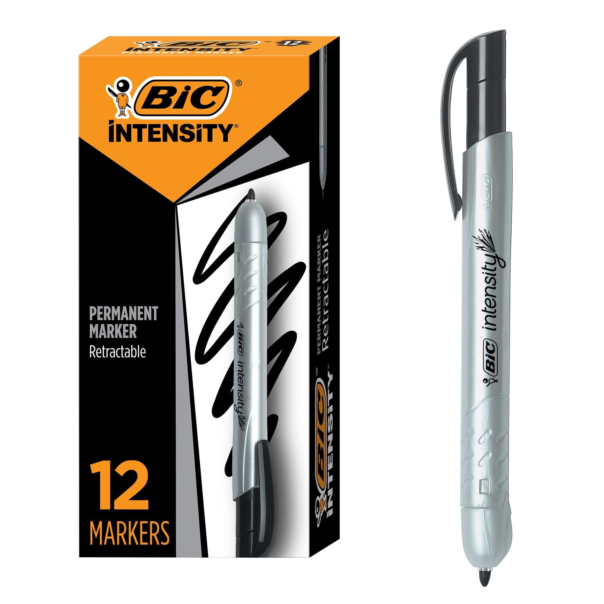 Rotulador Permanente Bic Marking Retráctil Negro, Paquete De 12
