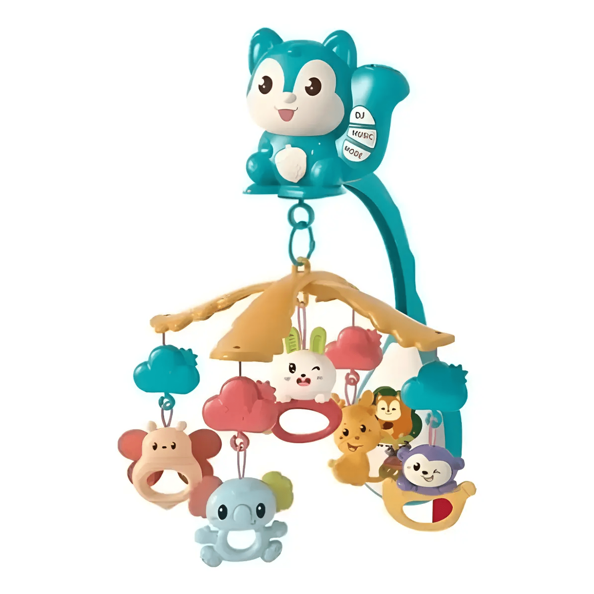 Movil Musical Para Bebe Belug Con Diseño Ardilla Sonido+control Azul