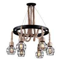 Genérico - Lámpara Colgante Techo Cáñamo Vintage 8 Jaulas Jhn
