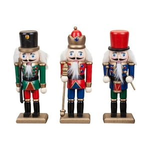 Genérico - 3X Esculturas De Cascanueces De Madera Cascanueces De Navidad Para Estantes De Regalos Para Niños