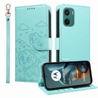Funda Billetera Foxdock Compatible Con Motorola Moto E15, Diseño Perrito Tierno, Ranuras Para Tarjetas Y Soporte Plegable