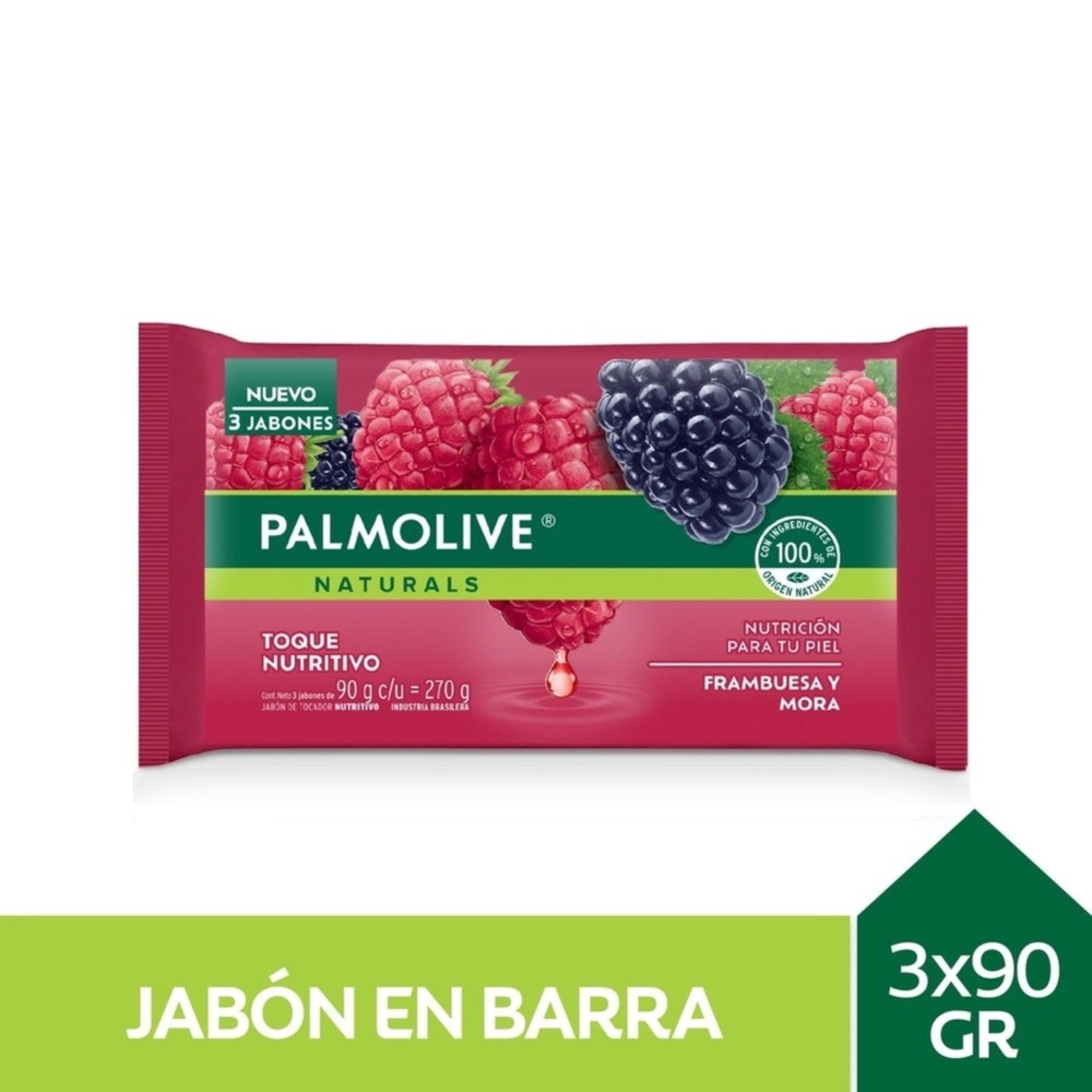 Jabón En Barra Palmolive Naturals Frambuesa Y Mora