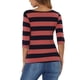 thumbnail image 3 of INSPIRE CHIC Camisetas a Rayas de Regreso a Clases para Mujer Ajuste Ceñido Mangas al Codo Cuello de Barco T-Shirt M Rosa Caliente Azul Marino, 3 of 6