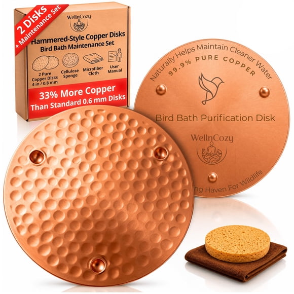 WellnCozy Set de 2 discos de cobre de 10 cm para bañera de pájaros