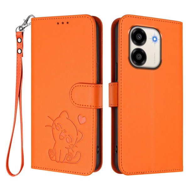 Funda Billetera con Espacio para Fotos para Honor X6e, Naranja