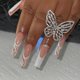 thumbnail image 1 of 24 uñas postizas francesas blancas largas con perlas y pestañas adhesivas, estilo bailarina color piel., 1 of 7