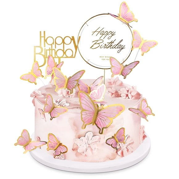 Decoraciones para tartas LANGPA Butterfly, 22 piezas, con cobertura acrílica