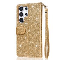 Funda Para Foxdock Elegante Funda Samsung Galaxy S25 Ultra Glitter Con Cremallera-Ideal Para El Uso Diario