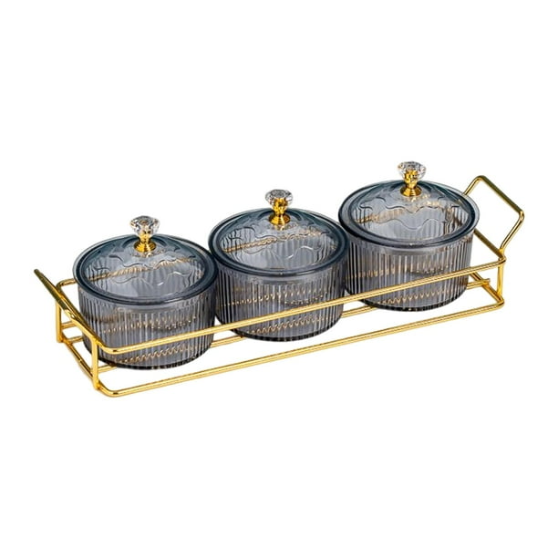Cuenco nórdico dividido para servir Postre de lujo Plato divisorio Organizador para servir Caddy Plato para servir para el hogar Encimera Caddy Frutas 3 Cuencos Gris