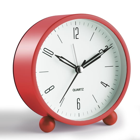Reloj Despertador Analógico JALL 10 cm Luz Nocturna Silencioso Rojo