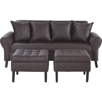 Bodevir - Sofa Lua 3C + 2 Pouf Pu 20 Chocolate