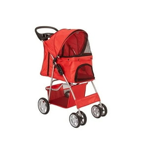 Mundo Online - Coche Paseo Mascota Plegable Portatil 4 Ruedas Rojo