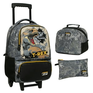 Pack Bakan Escolar Hombre Dino Jurassic Gris Head