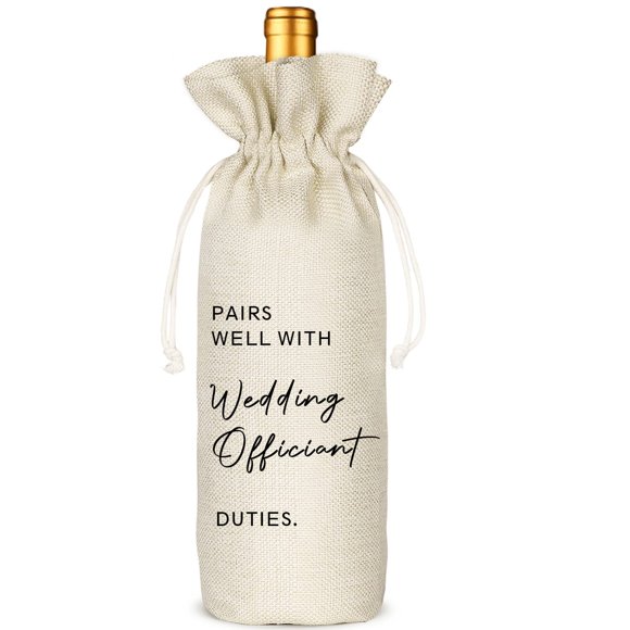 Bolsa de Vino con Cordón Socive 34 × 14 cm de Lino – Regalo para Oficiante de Boda