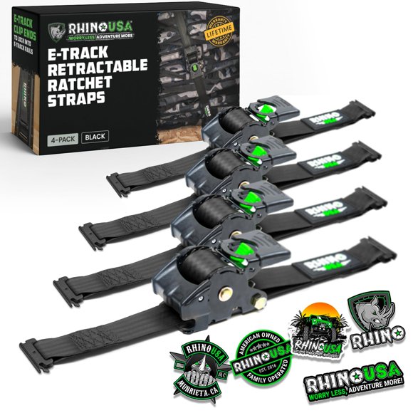 Correa de trinquete retráctil Rhino USA E-Track (paquete de 4)